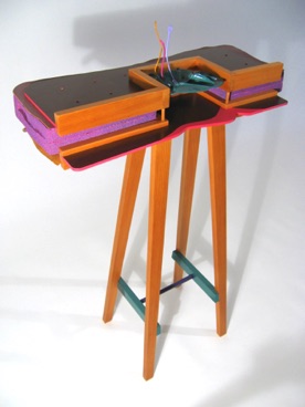 Spoonscape/Dancing Spoons
Wood, Foam Rubber, Vinyl Fabric, Fiberglass Layup, Found Objects, Lacquer, Paint
22 3/4"L. x 11"W. x 36"H.
ca. 1990/2025